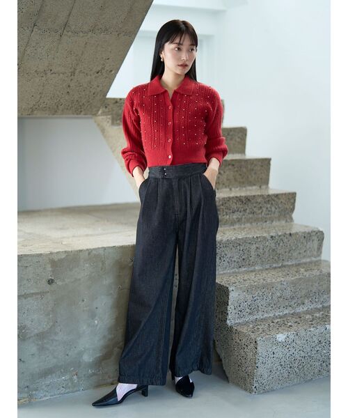 LAGUNAMOON(ラグナムーン)の「ベルテッドルーズワイドデニムパンツ(デニムパンツ・レディース・ブラック/ブルー・SMALL/MEDIUM)」の4枚目の写真