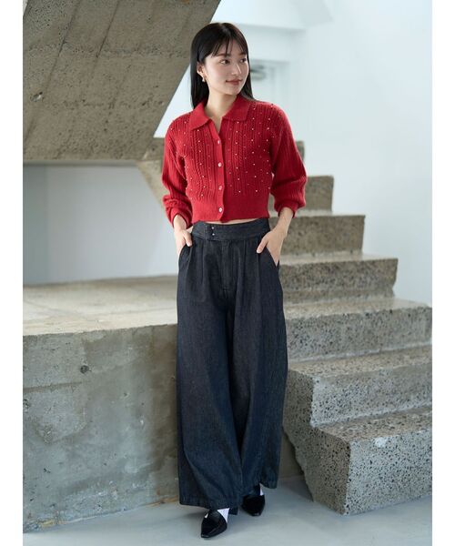 LAGUNAMOON(ラグナムーン)の「ベルテッドルーズワイドデニムパンツ(デニムパンツ・レディース・ブラック/ブルー・SMALL/MEDIUM)」の5枚目の写真