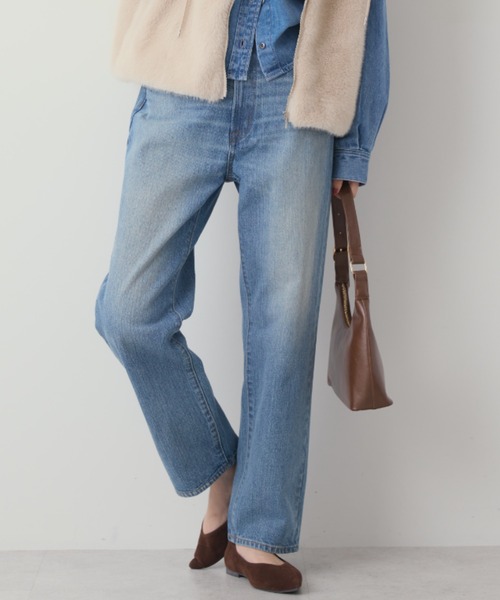 AMERICAN HOLIC(アメリカンホリック)の「ルーズストレートデニム(デニムパンツ・レディース・ワンウォッシュ/ブラック/ライトインディゴブルー/ホワイト・S/L/M/XS)」の3枚目の写真