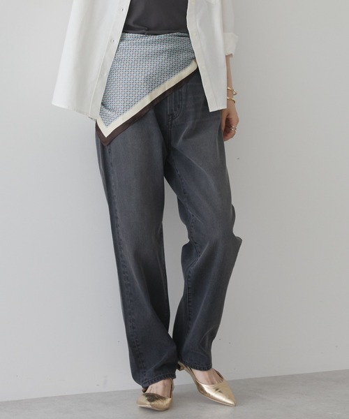 AMERICAN HOLIC(アメリカンホリック)の「ルーズストレートデニム(デニムパンツ・レディース・ワンウォッシュ/ブラック/ライトインディゴブルー/ホワイト・S/L/M/XS)」の2枚目の写真