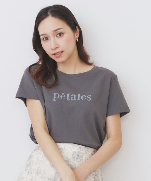 index(インデックス)の「《S-LLサイズ》フロッキーロゴTシャツ【接触冷感/UVケア/洗濯機洗い可】(Tシャツ/カットソー・レディース・オフホワイト/ネイビー/チャコールグレー・42/40/38/36)」の3枚目の写真