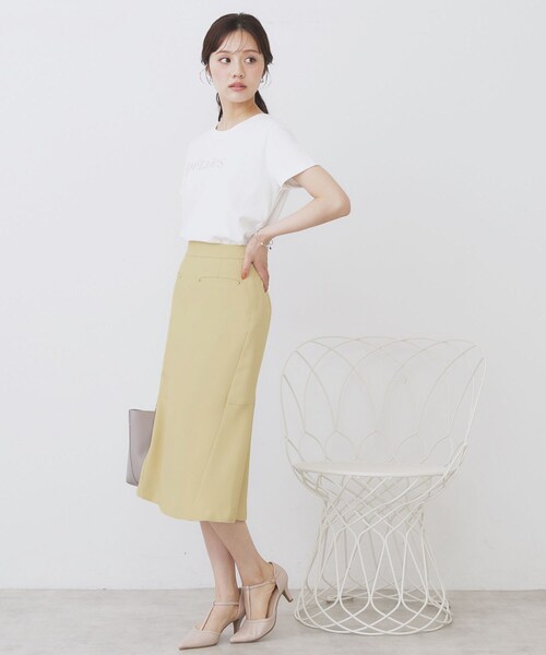 index(インデックス)の「《S-LLサイズ》フロッキーロゴTシャツ【接触冷感/UVケア/洗濯機洗い可】(Tシャツ/カットソー・レディース・オフホワイト/ネイビー/チャコールグレー・42/40/38/36)」の6枚目の写真