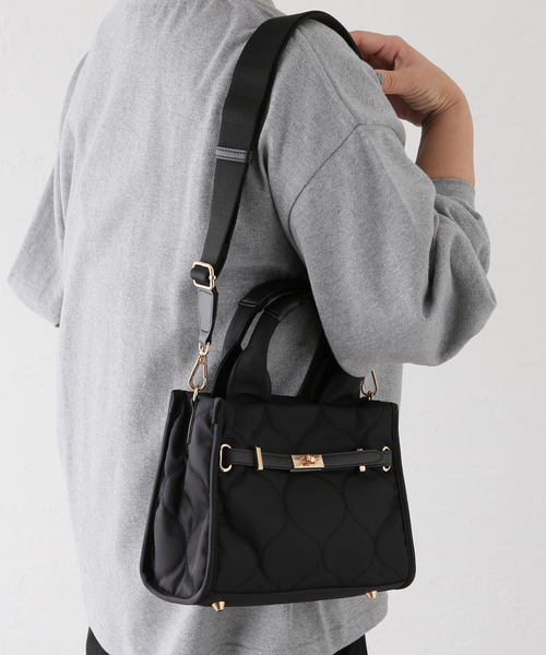 MIAN （ミアン）の「MIAN/ミアン キルティングミニトートBAG（ショルダーバッグ・レディース・ウッド/ブラック・FREE）」の16枚目の写真