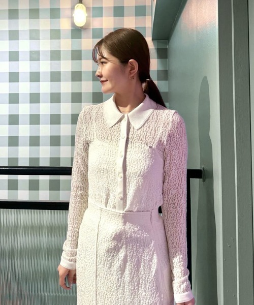 完売色♥️新作新品✨ SNIDEL スナイデル カットレースポロブラウス カットレースポロブラウス（シャツ/ブラウス）｜SNIDEL（スナイデル