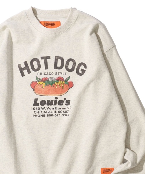 UNIVERSAL OVERALL(ユニバーサルオーバーオール)の「【UNIVERSAL OVERALL】CVC FLEECE GRAPHIC PRINT SWEAT PULLOVER / CVC裏毛 グラフィックプリント スウェットプルオーバー(スウェット・メンズ・グレー/オートミール/ミント・SMALL/MEDIUM/LARGE/X-LARGE)」の2枚目の写真