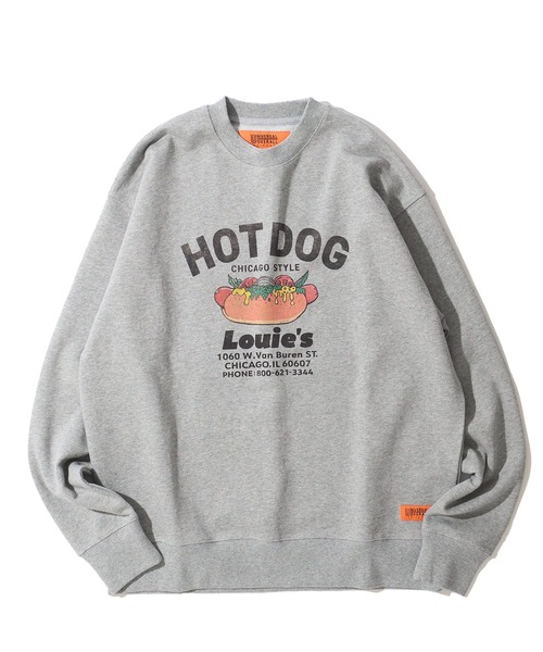 UNIVERSAL OVERALL(ユニバーサルオーバーオール)の「【UNIVERSAL OVERALL】CVC FLEECE GRAPHIC PRINT SWEAT PULLOVER / CVC裏毛 グラフィックプリント スウェットプルオーバー(スウェット・メンズ・グレー/オートミール/ミント・SMALL/MEDIUM/LARGE/X-LARGE)」の4枚目の写真