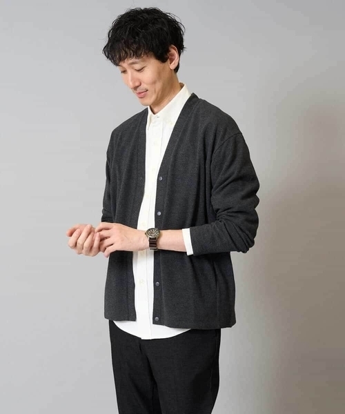 a.v.v（アーヴェヴェ）の「【イージーケア/ストレッチ】ガーターカーディガン【洗濯機で洗える】（カーディガン/ボレロ・メンズ・チャコールグレー/ブラック/ブラウン・46/48/50）」の3枚目の写真