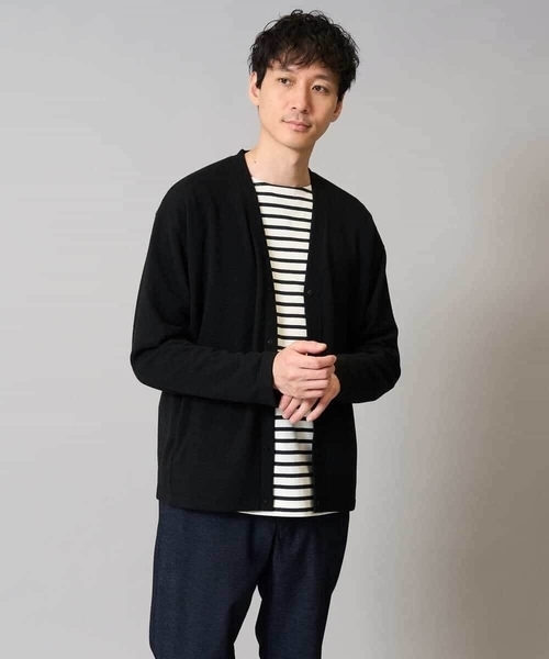 a.v.v（アーヴェヴェ）の「【イージーケア/ストレッチ】ガーターカーディガン【洗濯機で洗える】（カーディガン/ボレロ・メンズ・チャコールグレー/ブラック/ブラウン・46/48/50）」の2枚目の写真