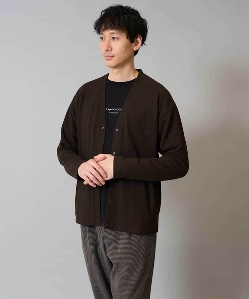 a.v.v（アーヴェヴェ）の「【イージーケア/ストレッチ】ガーターカーディガン【洗濯機で洗える】（カーディガン/ボレロ・メンズ・チャコールグレー/ブラック/ブラウン・46/48/50）」の16枚目の写真