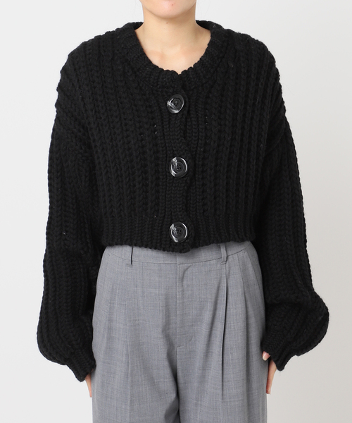 CITYSHOP(シティーショップ)の「GLEN FYNE 別注 CROPPED カーディガン(ニット/セーター・レディース・ブラック/ホワイト・FREE)」の10枚目の写真