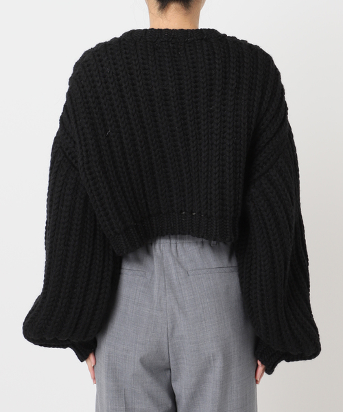 CITYSHOP(シティーショップ)の「GLEN FYNE 別注 CROPPED カーディガン(ニット/セーター・レディース・ブラック/ホワイト・FREE)」の12枚目の写真