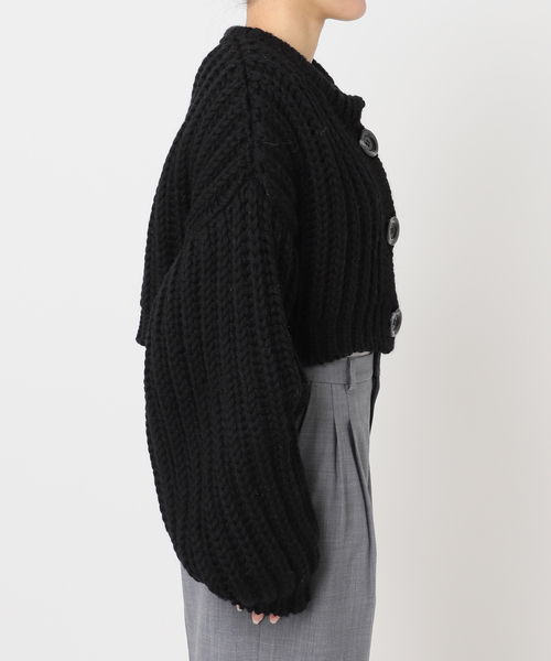 CITYSHOP(シティーショップ)の「GLEN FYNE 別注 CROPPED カーディガン(ニット/セーター・レディース・ブラック/ホワイト・FREE)」の13枚目の写真