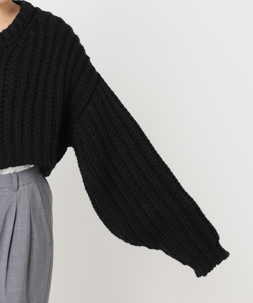 CITYSHOP(シティーショップ)の「GLEN FYNE 別注 CROPPED カーディガン(ニット/セーター・レディース・ブラック/ホワイト・FREE)」の14枚目の写真