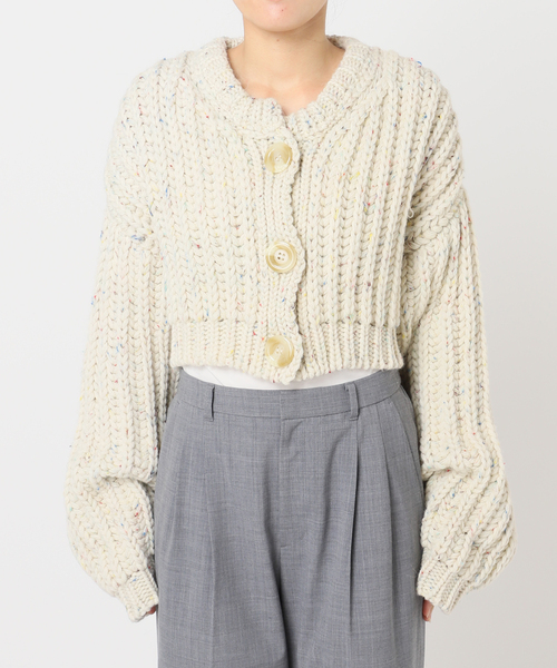 CITYSHOP(シティーショップ)の「GLEN FYNE 別注 CROPPED カーディガン(ニット/セーター・レディース・ブラック/ホワイト・FREE)」の20枚目の写真