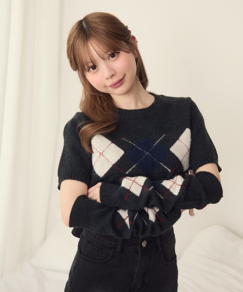 tricot COMME des GARCONS 半袖ニット アーガイル　ウール TITTY&CO.（ティティーアンドコー）の「アーガイル柄半袖ニット