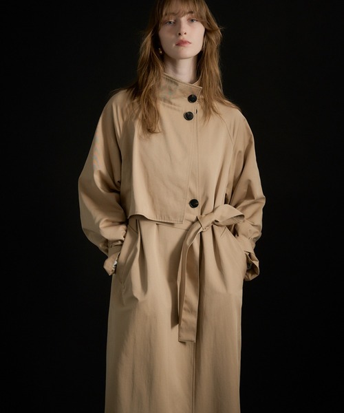 LE'RURE(リルアー)の「Over lap trench coat(トレンチコート・レディース・ベージュ/ダークネイビー・MEDIUM)」の22枚目の写真