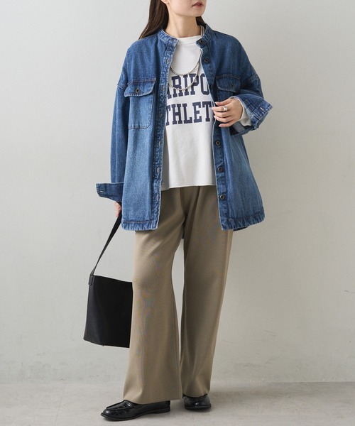 ピュアルセシン　バンドカラーデニムジャケット　デニムシャツ セール】コーンデニム バンドカラーデニムジャケット（デニム