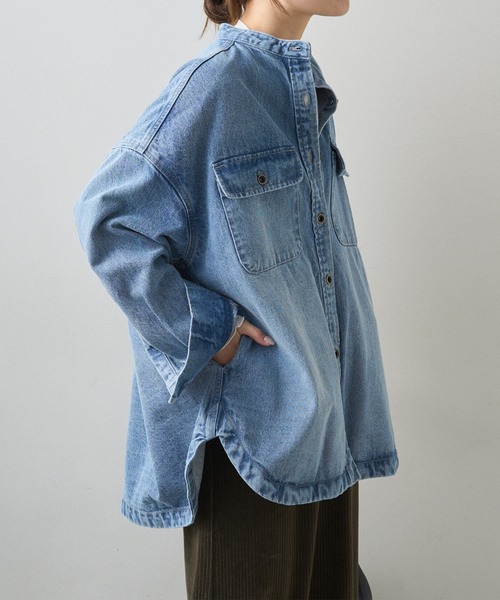 PUAL CE CIN（ピュアルセシン）の「コーンデニム　バンドカラーデニムジャケット（デニムジャケット・レディース・インディゴブルー/ブルー・FREE）」の6枚目の写真