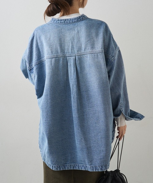 PUAL CE CIN（ピュアルセシン）の「コーンデニム　バンドカラーデニムジャケット（デニムジャケット・レディース・インディゴブルー/ブルー・FREE）」の5枚目の写真