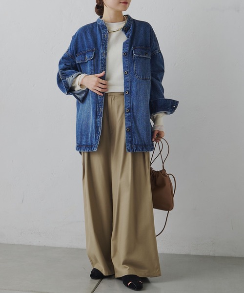 PUAL CE CIN（ピュアルセシン）の「コーンデニム　バンドカラーデニムジャケット（デニムジャケット・レディース・インディゴブルー/ブルー・FREE）」の9枚目の写真