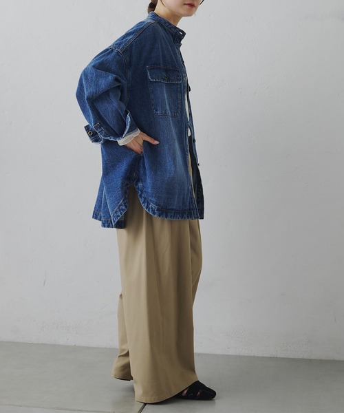 PUAL CE CIN（ピュアルセシン）の「コーンデニム　バンドカラーデニムジャケット（デニムジャケット・レディース・インディゴブルー/ブルー・FREE）」の13枚目の写真