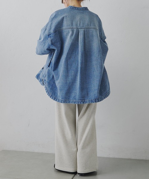 PUAL CE CIN（ピュアルセシン）の「コーンデニム　バンドカラーデニムジャケット（デニムジャケット・レディース・インディゴブルー/ブルー・FREE）」の3枚目の写真