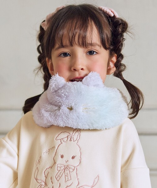 ANY(エニィ)の「ネッコウォーマー(マフラー・キッズ・アイボリー系/ライトグリーン系8/ブラック系/ベージュ系5/ライラック系8・F)」の5枚目の写真