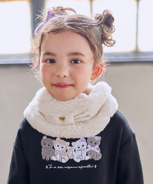 ANY(エニィ)の「ネッコウォーマー(マフラー・キッズ・アイボリー系/ライトグリーン系8/ブラック系/ベージュ系5/ライラック系8・F)」の7枚目の写真