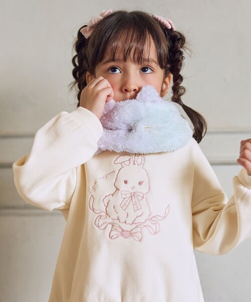 ANY(エニィ)の「ネッコウォーマー(マフラー・キッズ・アイボリー系/ライトグリーン系8/ブラック系/ベージュ系5/ライラック系8・F)」の8枚目の写真