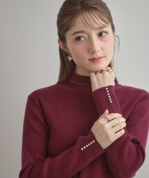 【多機能・フェミニン】パール調リブニット