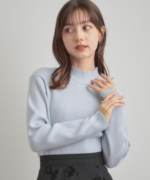 couture brooch（クチュールブローチ）の「【多機能・フェミニン】パール調リブニット（ニット/セーター・レディース・ブラック/レッド系1/サックスブルー/オフホワイト/グレー/ワインレッド・36/38/42）」の22枚目の写真