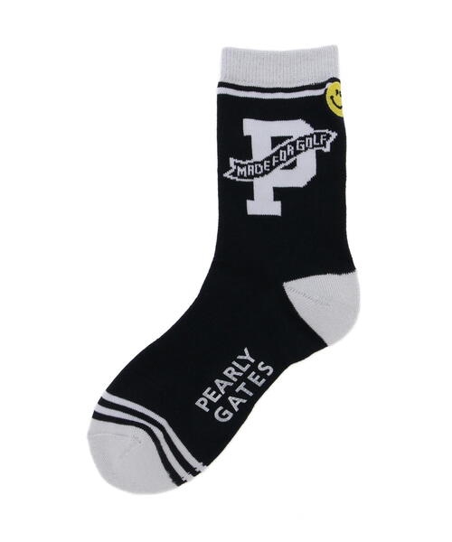 PEARLY GATES(パーリーゲイツ)の「【PEARLY GATES】Pロゴ ミドルソックス (LADIES)(ソックス/靴下・レディース・イエロー系その他/ネイビー/ホワイト・FREE)」の1枚目の写真