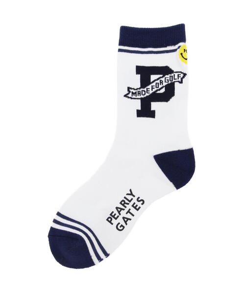 PEARLY GATES(パーリーゲイツ)の「【PEARLY GATES】Pロゴ ミドルソックス (LADIES)(ソックス/靴下・レディース・イエロー系その他/ネイビー/ホワイト・FREE)」の2枚目の写真
