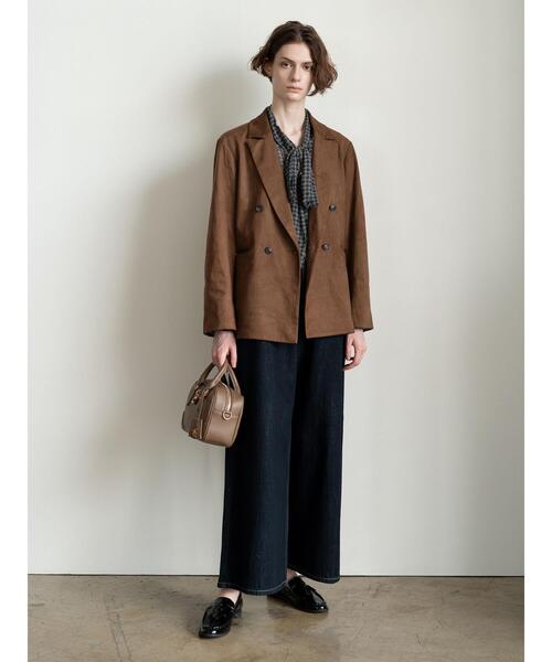 Te chichi（テチチ）の「ダブルブレストジャケット(セットアップ可)《2025Autumn catalog vol.2 item》（ノーカラージャケット・レディース・ベージュ/ブラウン/チャコールグレー・F）」の4枚目の写真