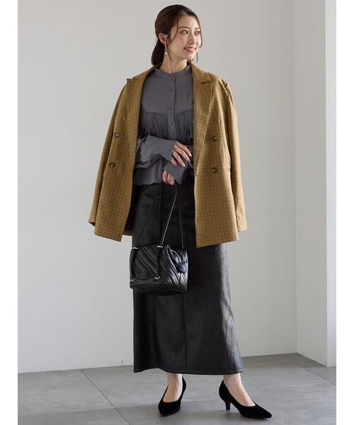 Te chichi（テチチ）の「ダブルブレストジャケット(セットアップ可)《2025Autumn catalog vol.2 item》（ノーカラージャケット・レディース・ベージュ/ブラウン/チャコールグレー・F）」の6枚目の写真