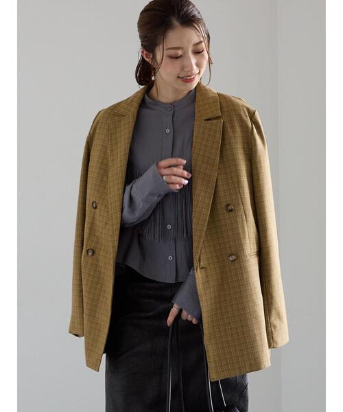 Te chichi（テチチ）の「ダブルブレストジャケット(セットアップ可)《2025Autumn catalog vol.2 item》（ノーカラージャケット・レディース・ベージュ/ブラウン/チャコールグレー・F）」の8枚目の写真