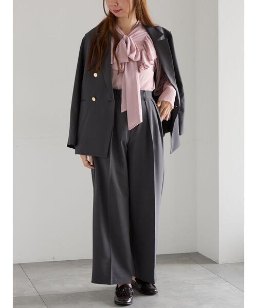 Te chichi（テチチ）の「ダブルブレストジャケット(セットアップ可)《2025Autumn catalog vol.2 item》（ノーカラージャケット・レディース・ベージュ/ブラウン/チャコールグレー・F）」の9枚目の写真