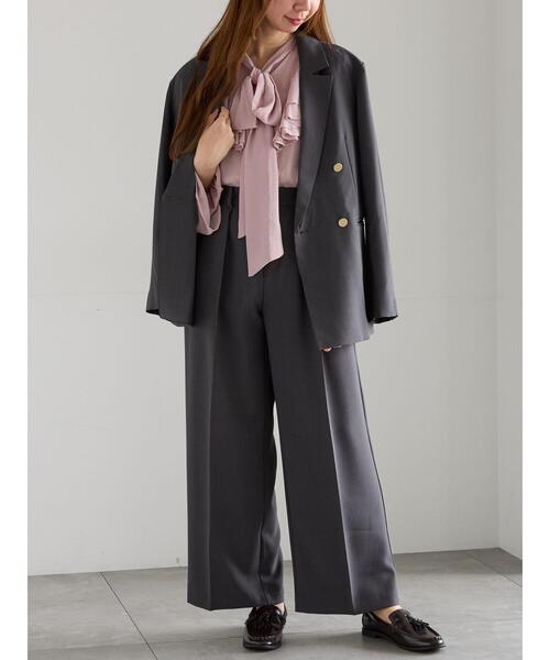 Te chichi（テチチ）の「ダブルブレストジャケット(セットアップ可)《2025Autumn catalog vol.2 item》（ノーカラージャケット・レディース・ベージュ/ブラウン/チャコールグレー・F）」の10枚目の写真