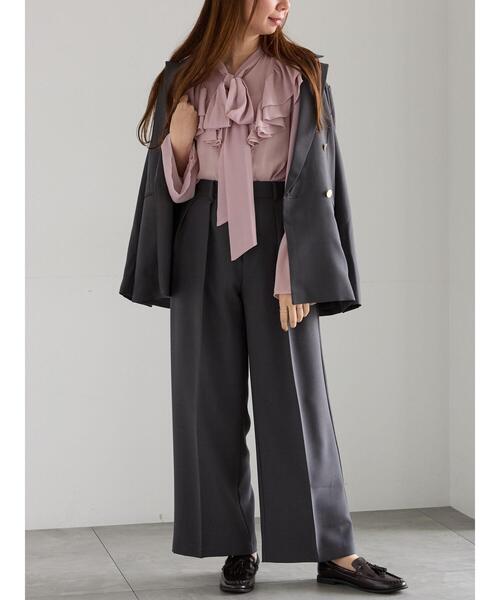 Te chichi（テチチ）の「ダブルブレストジャケット(セットアップ可)《2025Autumn catalog vol.2 item》（ノーカラージャケット・レディース・ベージュ/ブラウン/チャコールグレー・F）」の11枚目の写真