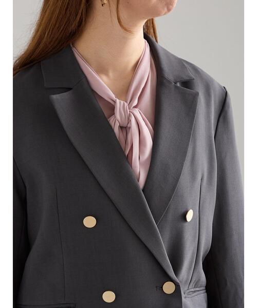 Te chichi（テチチ）の「ダブルブレストジャケット(セットアップ可)《2025Autumn catalog vol.2 item》（ノーカラージャケット・レディース・ベージュ/ブラウン/チャコールグレー・F）」の15枚目の写真
