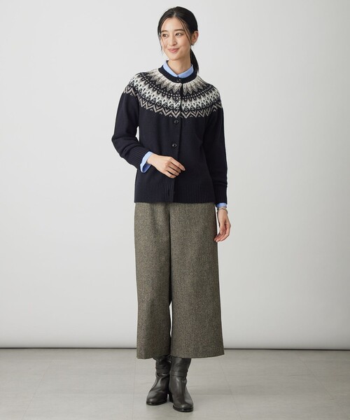 J.PRESS Ladies(J.プレス レディス)の「FAIR ISLE ニット カーディガン(カーディガン/ボレロ・レディース・ライトグレー系/ホワイト系/ネイビー系・SMALL)」の10枚目の写真