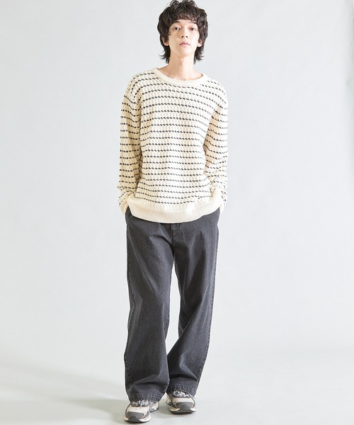 ユニオンステーション（UNION STATION）/バスケット編み テープヤーンウォッシャブルニット セール】バスケット編み テープヤーンウォッシャブルニット（ニット