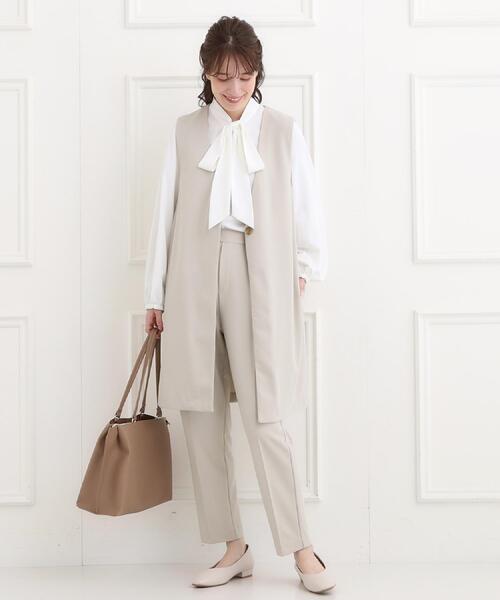 SHOO・LA・RUE(シューラルー)の「【洗濯機可/セットアップ可/S-3L】きちんと楽に。カットジョーゼット テーパードパンツ(その他パンツ・レディース・ネイビー/ナチュラル/ブラック・01/02/03/04/05)」の14枚目の写真