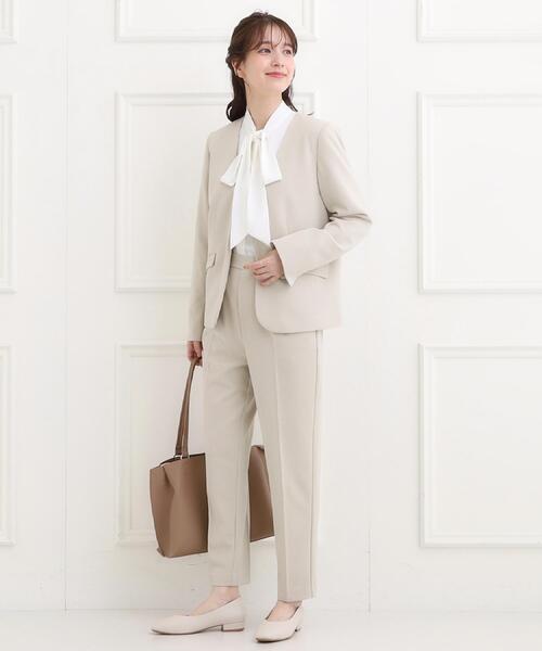 SHOO・LA・RUE(シューラルー)の「【洗濯機可/セットアップ可/S-3L】きちんと楽に。カットジョーゼット テーパードパンツ(その他パンツ・レディース・ネイビー/ナチュラル/ブラック・01/02/03/04/05)」の15枚目の写真