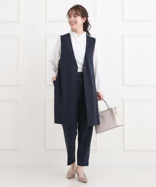 SHOO・LA・RUE(シューラルー)の「【洗濯機可/セットアップ可/S-3L】きちんと楽に。カットジョーゼット テーパードパンツ(その他パンツ・レディース・ネイビー/ナチュラル/ブラック・01/02/03/04/05)」の20枚目の写真