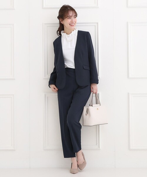 SHOO・LA・RUE(シューラルー)の「【洗濯機可/セットアップ可/S-3L】きちんと楽に。カットジョーゼット テーパードパンツ(その他パンツ・レディース・ネイビー/ナチュラル/ブラック・01/02/03/04/05)」の21枚目の写真