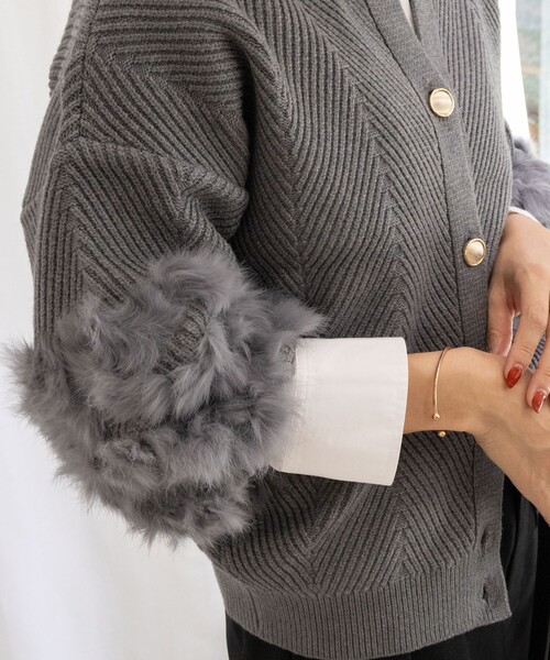 手洗い可能》2WAYラビットファーニットカーディガン（カーディガン