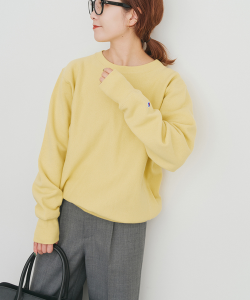 Champion REVERSE WEAVE 単色 3段 黄色 スゥエット Champion チャンピオン リバースウィーブ プルオーバー パーカー