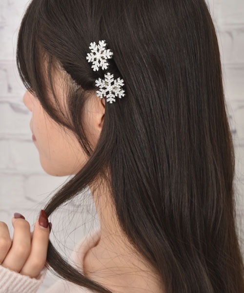 セール】【float】雪の結晶 ヘアクリップ【2個セット】（バレッタ/ヘア