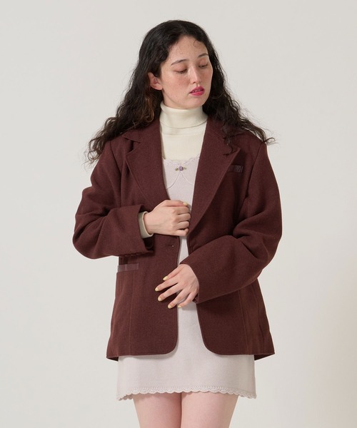 TINA：JOJUN（ティーナジョジュン）の「オーバーサイズ テーラード ジャケット TINA：JOJUN（テーラードジャケット・レディース・ブラウン/ブラック・M）」の6枚目の写真